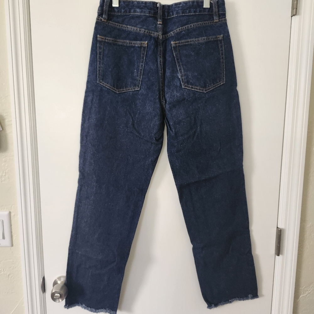 J Galt Brandy Melville High Waist Button Front Dark Wash Mom Jeans Women's Large - Picture 4 of 7